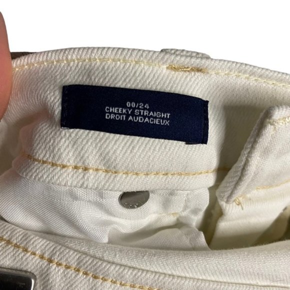 Gap Women's Cheeky Straight Off-White Button Fly Denim Crop Jeans - Picture 6 of 10